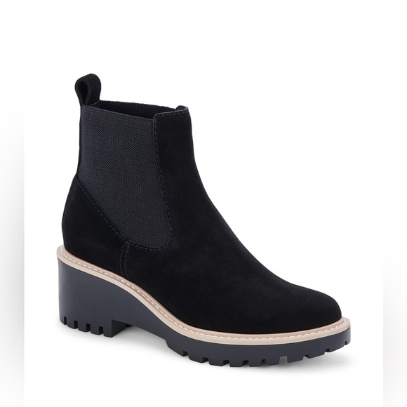 Dolce Vita Jackets & Blazers - Dolce Vita HELEN Wedge Chelsea Boots – Black | Size 6 | Chunky Lug Sole